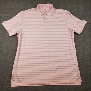 Johnnie O Shirt Mens XL Pink Striped Polo Golf Performance Stretch Preppy